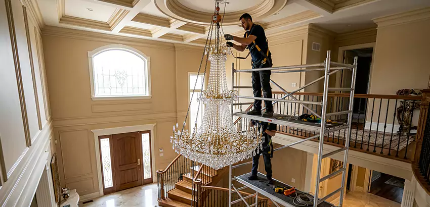 Two-Story Foyer Chandelier Installation in Montgomery